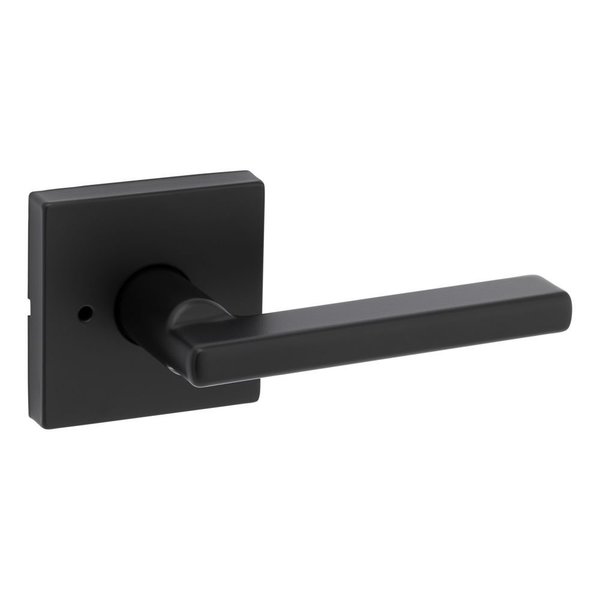 Kwikset Halifax Lever with Square Rose Privacy Door Lock with 6AL Latch and RCS Strike Matte Black Finish 730HFLSQT-514